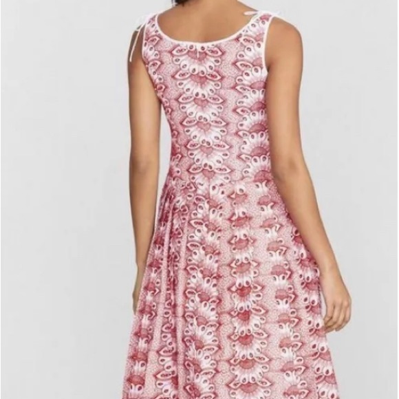 Brooks Brothers Red/White Patterned Eyelet Sleeveless Fit and Flare Dress Sz 14 - Picture 2 of 16